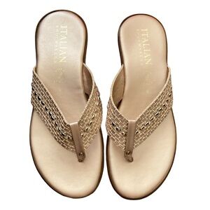 Italian Shoemakers Gold Flip Flop Sandals 9